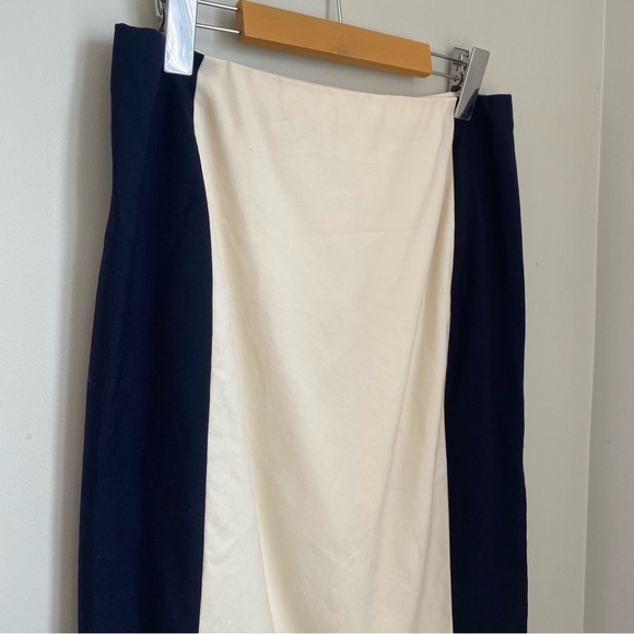 J. Crew Colorblock Wool Pencil Skirt Cream Black Size 4 Office Career - Picture 3 of 9